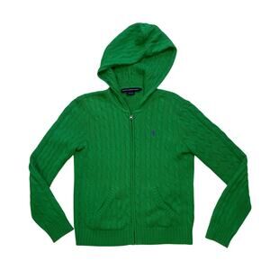 Ralph Lauren Sport Green Cable Knit Zip Up Hoodie